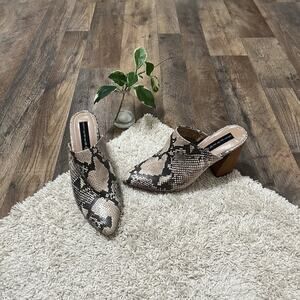 Steven Steve Madden Bold Edgy Snakeskin Print Faux Leather Nellie Heel Mules